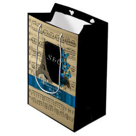 Sacola Para Presentes Média Vintage romântico Paris casado personalizado