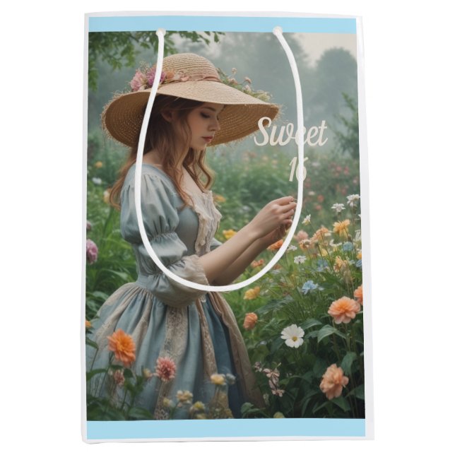 Sacola Para Presentes Média Vintage Sweet 16 Birthday (Frente)