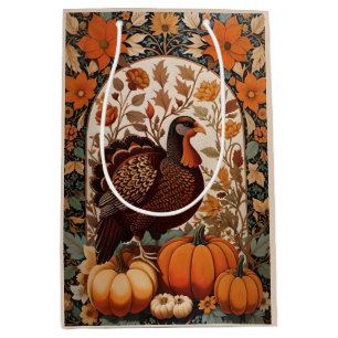 Sacola Para Presentes Média Vintage Turquia e Pumpkins Autumn