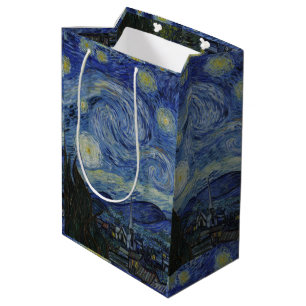 Sacola Para Presentes Média Vintage Van Gogh Na Noite Estrelada