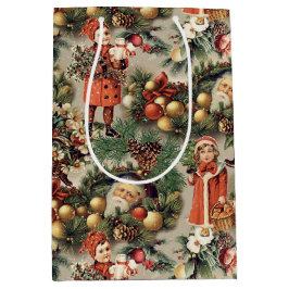 Sacola Para Presentes Média Vintage Victorian Christmas Baubles