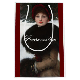 Sacola Para Presentes Média Vintagem de retratos de inverno de mulher vitorian