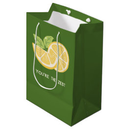 Sacola Para Presentes Média 'Você é o Zest' Oliva Verde Escuro e Marfim Rico