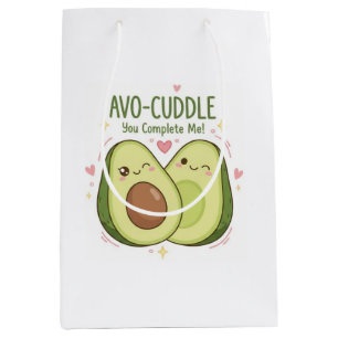 Sacola Para Presentes Média Você Me Completa Casal Abacate Kawaii Fofo
