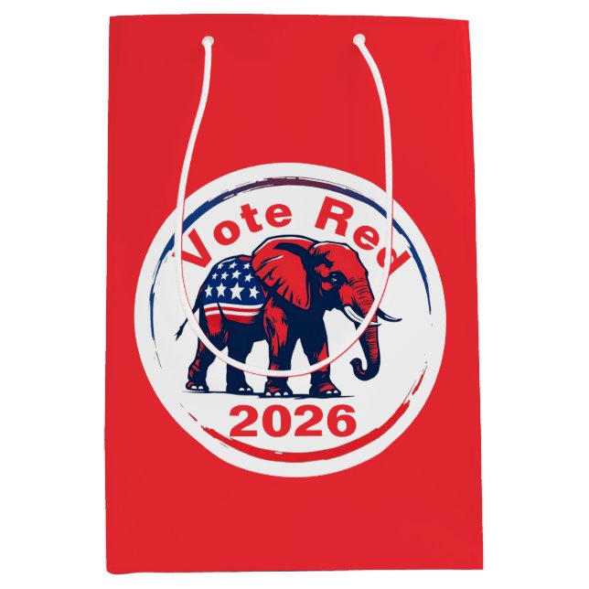 Sacola Para Presentes Média Votação Vermelho 2026 (Frente)