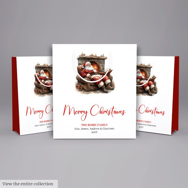 Sacola Para Presentes Média Warmish Santa Claus Trendy Modern Holiday Bag (Warmish Santa Claus Trendy Modern Holiday Bag)