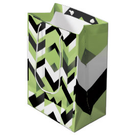 Sacola Para Presentes Média Wasabi Green Bold Chevron Geometric