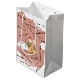 Sacola Para Presentes Média Watercolor Baby Giraffe, Safari Gêmeos Aniversário