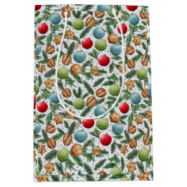 Sacola Para Presentes Média Watercolor Christmas