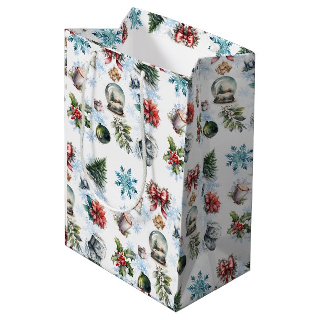 Sacola Para Presentes Média Watercolor Natal (Verso inclinado)