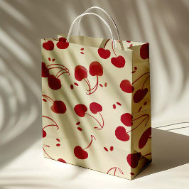 Sacola Para Presentes Média Watercolor Red Cherries – Modern – Valentine