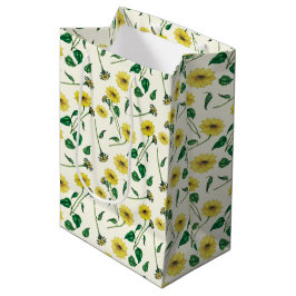 Sacola Para Presentes Média Watercolor Sunflower Pattert Gift Bag