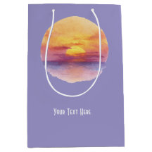 Watercolor Sunset Ocean Horizon Aesthetic Round St