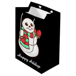 Sacola Para Presentes Média Waving Snowman Gift Bag