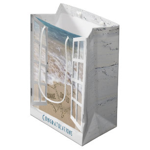 Sacola Para Presentes Média Wedding Beach Hearts Medium Gift Bag