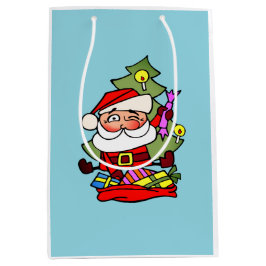 Sacola Para Presentes Média Weihnachtsmann mit Geschenken