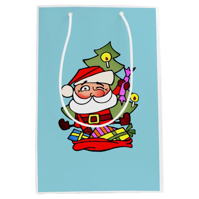 Sacola Para Presentes Média Weihnachtsmann mit Geschenken (Frente)