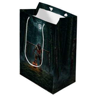 Sacola Para Presentes Média Werewolf Soccer Player Halloween Horror Art