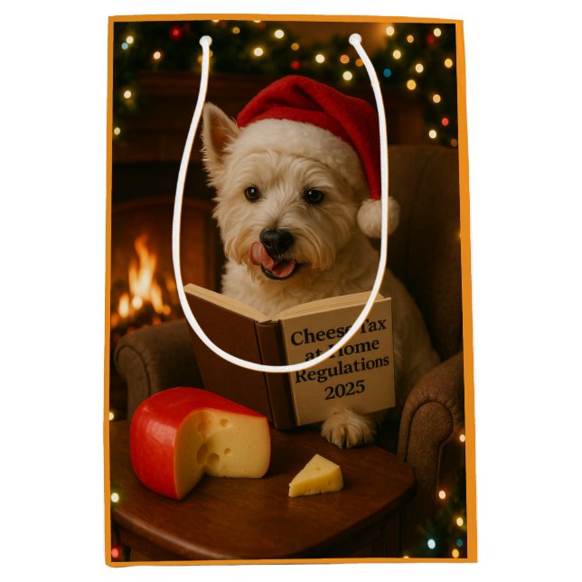 Sacola Para Presentes Média West highland Terrier Christmas gift bag (Frente)