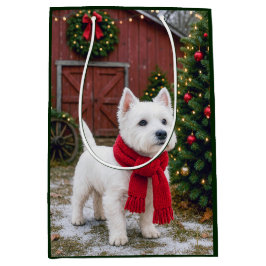 Sacola Para Presentes Média West Highland Terrier Holiday 
