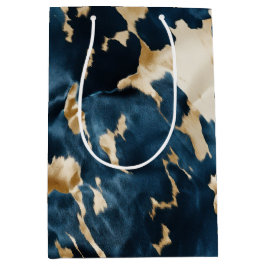 Sacola Para Presentes Média Western Blue Cream Dourado Cowboy Cowhide