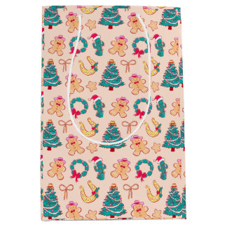 Sacola Para Presentes Média Western Pastel Cowboy Christmas Gift