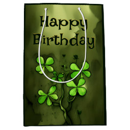 Sacola Para Presentes Média Whimsic Clovers Irish Happy Birthday