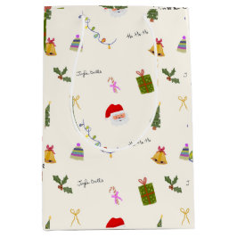Sacola Para Presentes Média Whimsical Christmas Seamless Pattern 