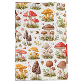 Sacola Para Presentes Média Whimsical Mushroom Pattern – Vintage Botanical