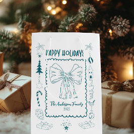 Sacola Para Presentes Média Whimsical Quirky Doodle Holiday