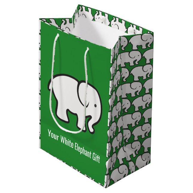 Sacola Para Presentes Média White Elephants Design Gift Bag (Frente inclinada)