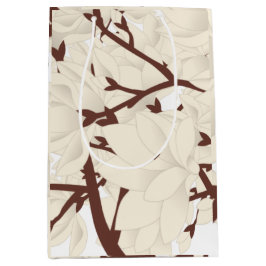Sacola Para Presentes Média White Magnolia Print Medium Gift Bag