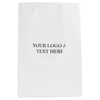 Sacola Para Presentes Média White Personalized – Your Logo & Text Here