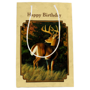 Sacola Para Presentes Média Whitetail Deer Monster Buck Yellow