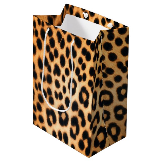 Sacola Para Presentes Média Wild Leopard Energy – Bold Animal Print Fashion (Frente inclinada)