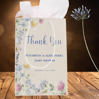 Sacola Para Presentes Média Wildflower Couples Baby Shower Thank You