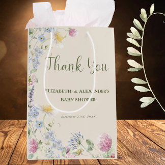 Sacola Para Presentes Média Wildflower Couples Baby Shower Thank You