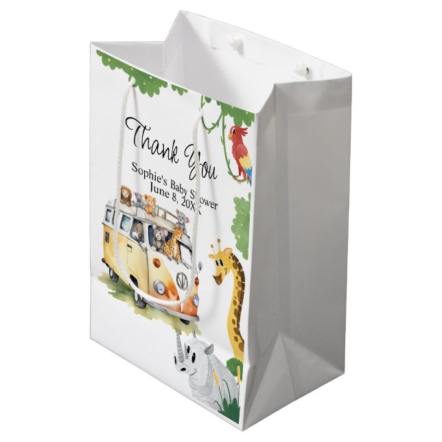 Sacola Para Presentes Média Wilels Safari Animal Camper Van Chá de fraldas (Frente inclinada)