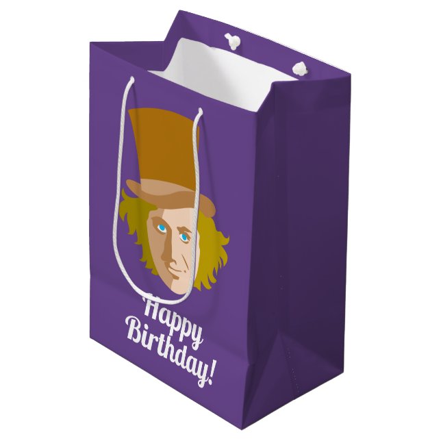 Sacola Para Presentes Média Willy Wonka Stenciled Face Graphic (Frente inclinada)