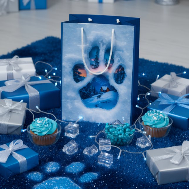 Sacola Para Presentes Média Winter Paw Print Tote Bag  (Criador carregado)