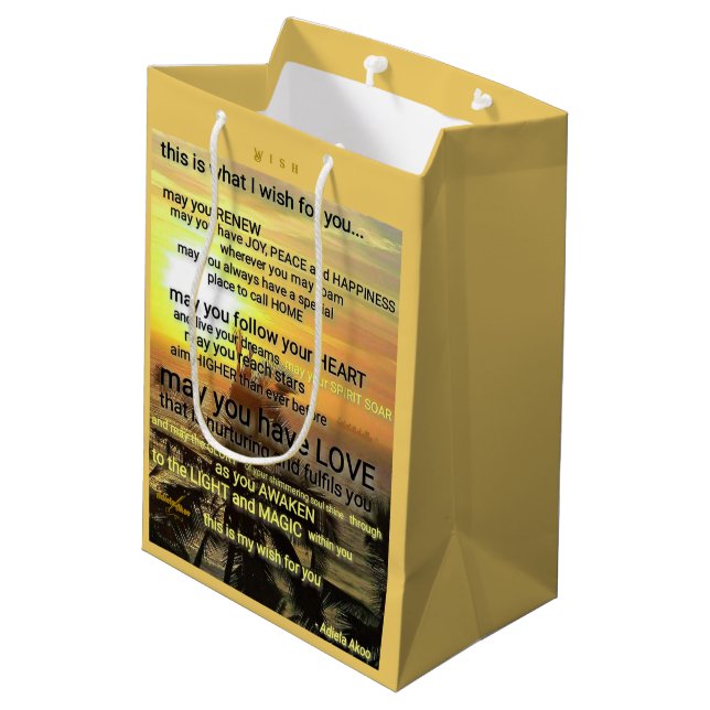 Sacola Para Presentes Média WISH Medium Gift Bag, da Poeta Adiela Akoo (Verso inclinado)