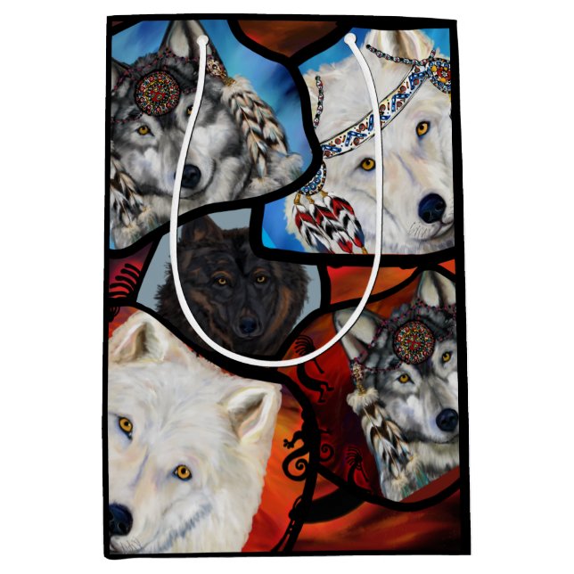 SACOLA PARA PRESENTES MÉDIA WOLF ART (Frente)