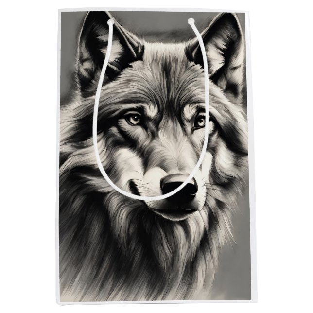Sacola Para Presentes Média Wolf Sketch (Frente)