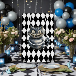 Sacola Para Presentes Média Wonderland with Black White Diamonds Birthday