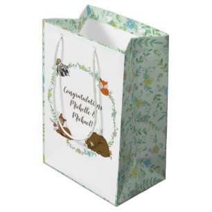 Sacola Para Presentes Média Woodland Animal Chá de fraldas