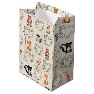 Sacola Para Presentes Média Woodland Baby Forest Animal