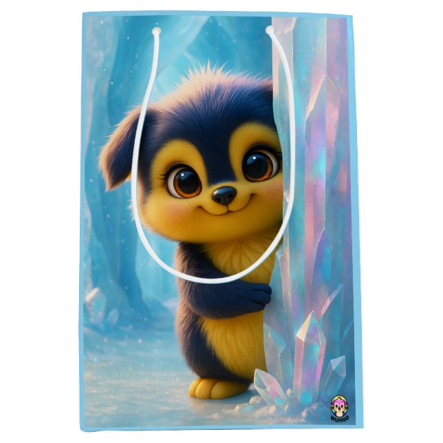 Sacola Para Presentes Média Wuffoo Molli Cute Kawaii Puppy Ice cave (Frente)