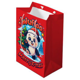 Sacola Para Presentes Média Wuffoo Poppi Merry Natal Kawaii 3D Feriado