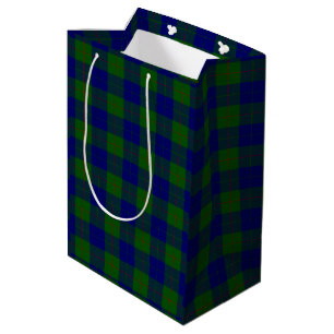 Sacola Para Presentes Média Xadrez azul-tartan-de-clã-barro