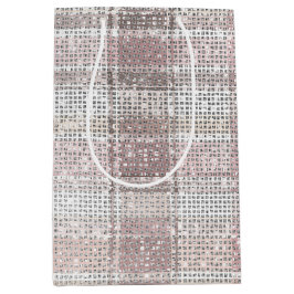 Sacola Para Presentes Média Xadrez branca rosa-chic Strikle natalino